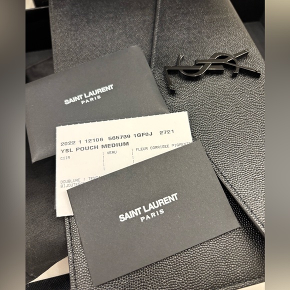 Saint Laurent Black Leather Envelope Clutch - Picture 8 of 8